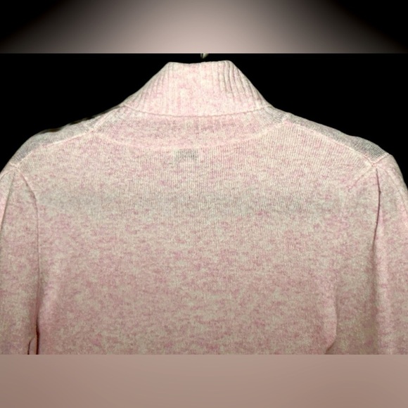 J. Crew Factory Heather Pink Balloon Puff Sleeve Turtleneck, Extra Soft Yarn, S - Picture 7 of 12